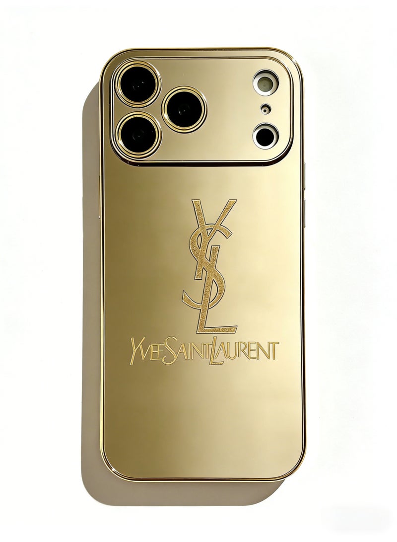سانت لوران Yves Saint Laurent Metallic Gold Mirror Finish iPhone Case - Image 1