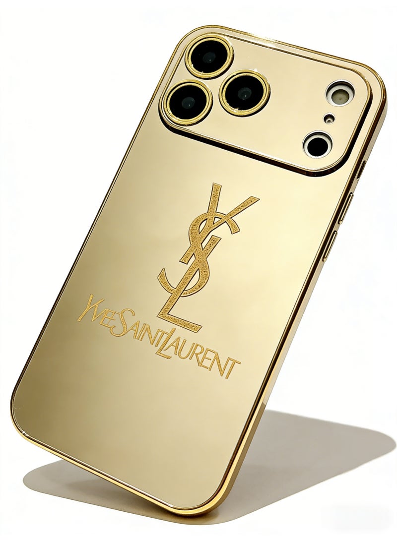 سانت لوران Yves Saint Laurent Metallic Gold Mirror Finish iPhone Case - Image 3