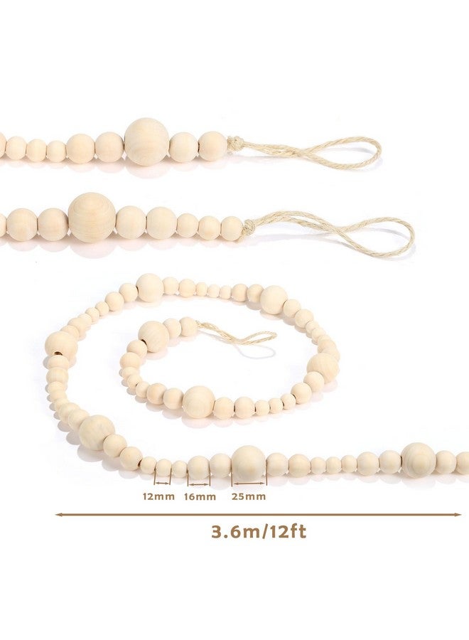GWHOLE Christmas Wooden Beads Garland Xmas Tree Decor Boho Christmas Ornament for Holiday Party Farmhouse Mantle Wall Hanging Decoration (11.8 ft) - Image 2