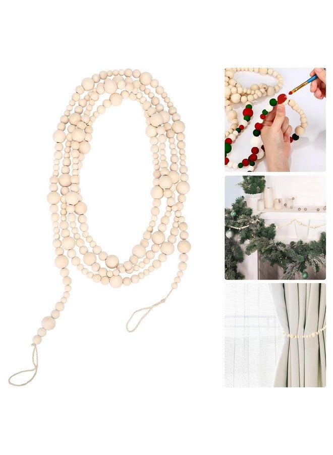 GWHOLE Christmas Wooden Beads Garland Xmas Tree Decor Boho Christmas Ornament for Holiday Party Farmhouse Mantle Wall Hanging Decoration (11.8 ft) - Image 4