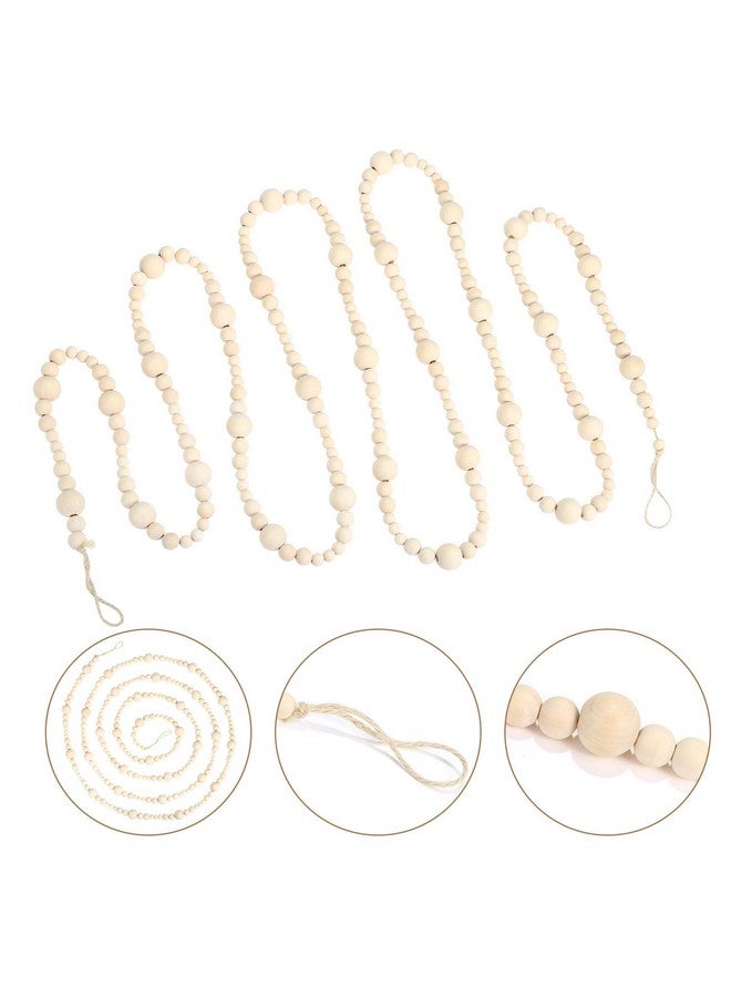 GWHOLE Christmas Wooden Beads Garland Xmas Tree Decor Boho Christmas Ornament for Holiday Party Farmhouse Mantle Wall Hanging Decoration (11.8 ft) - Image 3