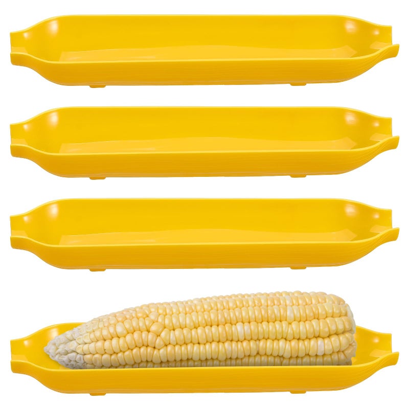 4 Piece Plastic Corn On The Cob Serving Trays For Bbq Party Snacks And Outdoor Grilling - Image 2