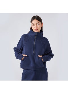 Generic Autumn Winter Thickened Fleece Scuba Casual Sweatshirt DAW150 night sea blue 