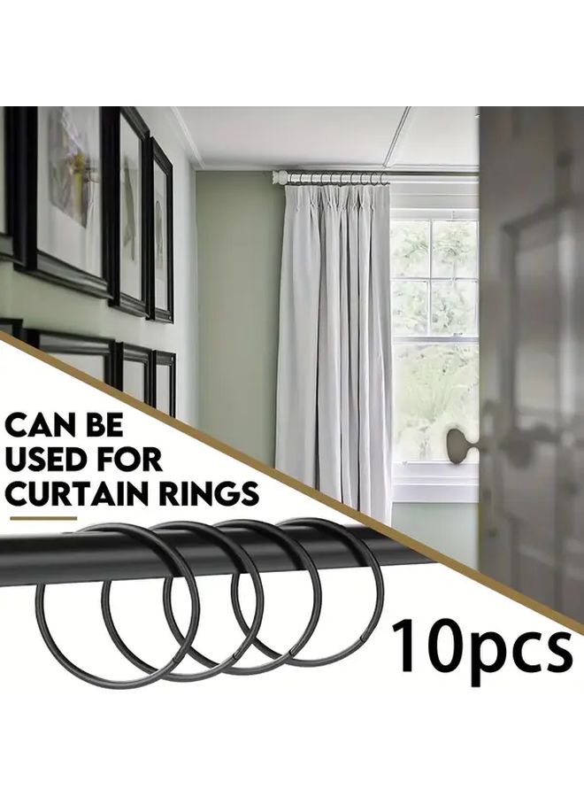 Black Rustproof Shower Curtain Rings 10pcs Drop Resistant Hooks - Image 1