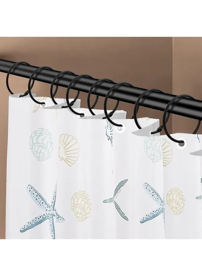 Black Rustproof Shower Curtain Rings 10pcs Drop Resistant Hooks - Image 2