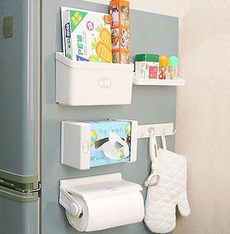 Sterling Plastic 5-in-1 Multipurpose Magnetic Refrigerator Storage Rack (White) - Image 1