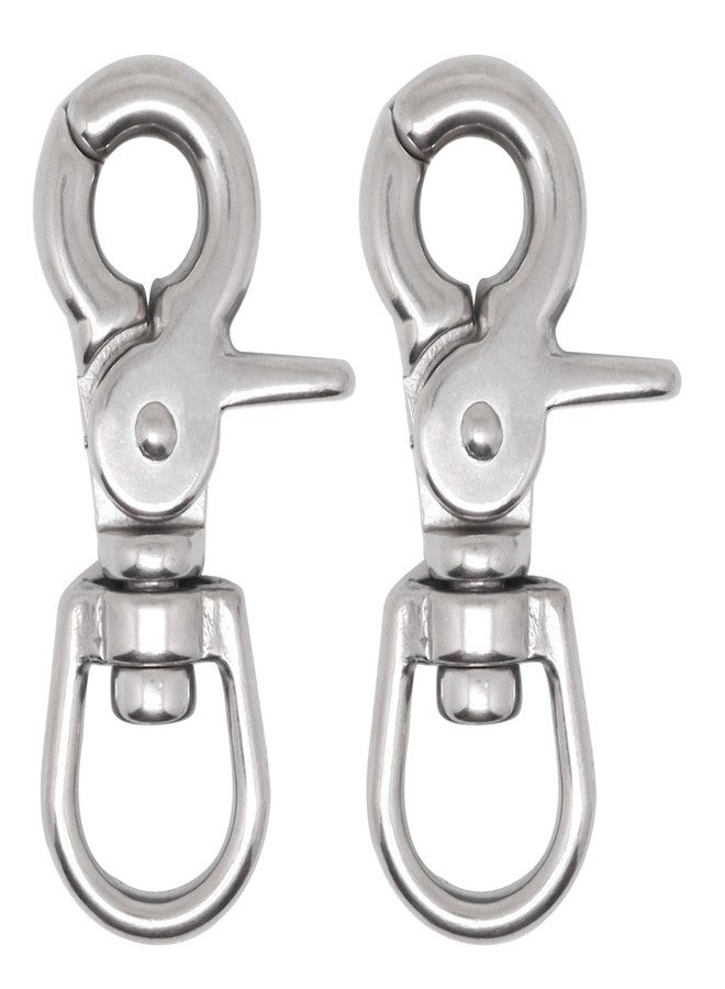 BENLIUDH 2 Pcs Trigger Snaps Swivel Hooks 2 3/5", Heavy Duty 316 Stainless Steel Trigger Clips for Marine, Flag, Dog Leash (Silver) - Image 1