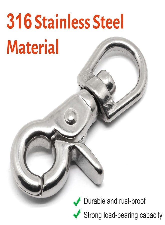 BENLIUDH 2 Pcs Trigger Snaps Swivel Hooks 2 3/5", Heavy Duty 316 Stainless Steel Trigger Clips for Marine, Flag, Dog Leash (Silver) - Image 4