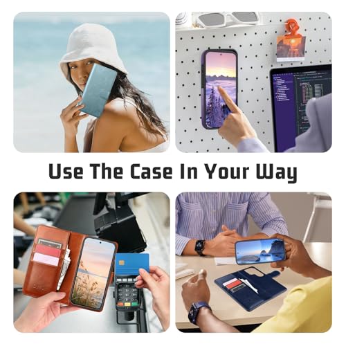 DJBull 2-in-1 Detachable Wallet Case for Samsung Galaxy S26 Ultra RFID Blocking Flip Folio with Card Holder | PU Leather Shockproof Protective Cover Women Men for S26 Ultra Phone Case Light Brown - Image 5