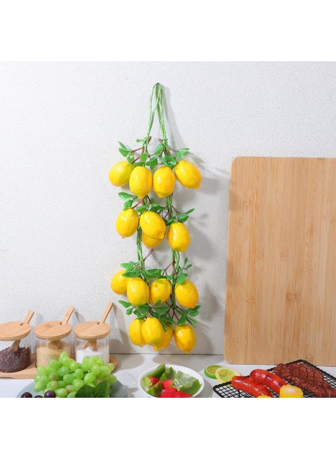 2pcs Artificial Lemon Branches Artificial Fruit Garland Green Leaves Lifelike Fake Fruit Props Realistic Food Vegetables Kitchen Photography Props - Image 4