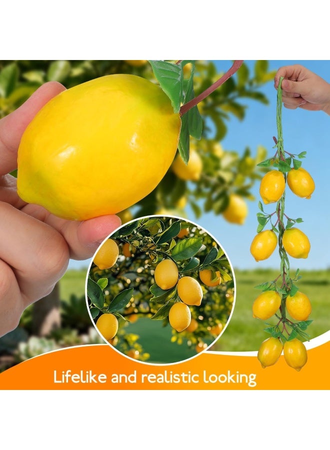 2pcs Artificial Lemon Branches Artificial Fruit Garland Green Leaves Lifelike Fake Fruit Props Realistic Food Vegetables Kitchen Photography Props - Image 3