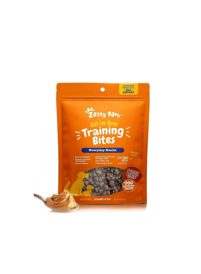 Zesty Paws Dog Everyday Health Training Bites - PEANUT BUTTER - 12oz/340g