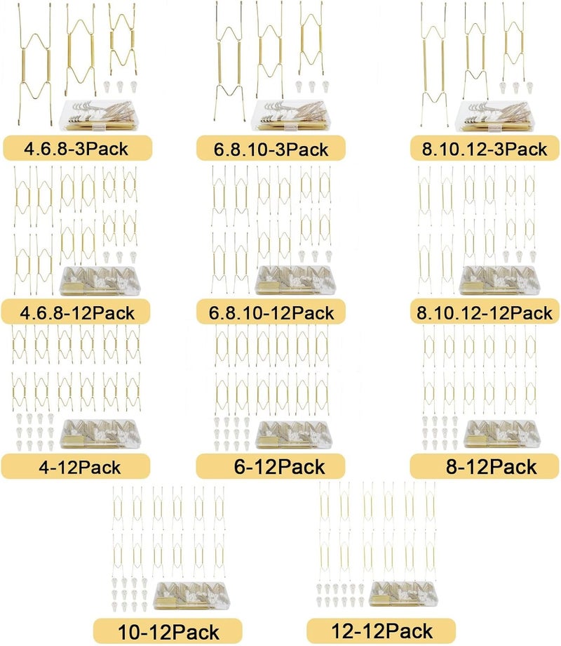 KAHIT Plate Hangers for The Wall, Plate Wall Hangers for Display Wall Plate Hangers Plate Holders for Displaying On Wall Plate Holder Platter Hangers for The Wall Plate Hanger (8"-12Pack) - Image 4