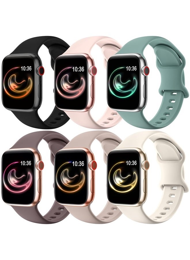 ZALAVER - 6 Pack Bands Compatible with Apple Watch Band 38mm 40mm 41mm 42mm 44mm 45mm 49mm Men Women, Soft Silicone Sport Strap for iWatch Ultra Series 8 7 6 5 4 3 2 1 SE - Image 1