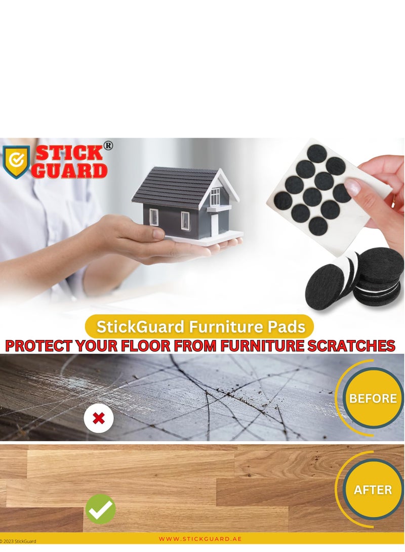 StickGuard Felt Furniture Pads, Self Adhesive Furniture Pads, 145 PCS Premium Felt Pads for Furniture Legs, Scratch Resistant Wood Floor Protectors for Hardwood and Laminate (145 PCS Black & White) - Image 4