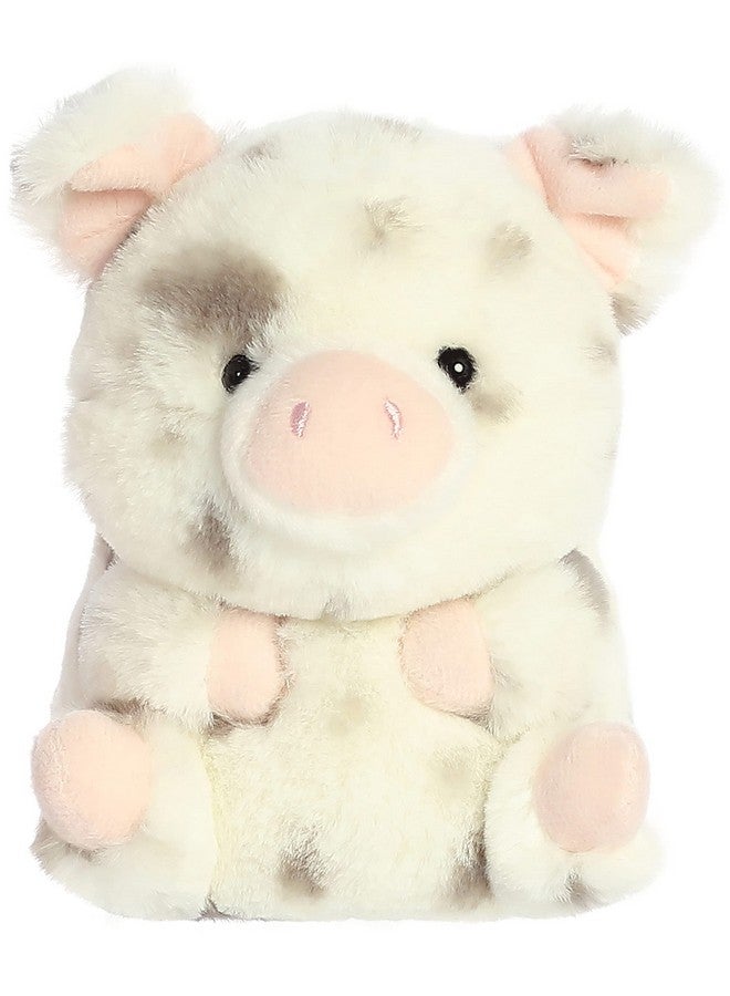 Aurora® Round Rolly Pet™ Periwinkle Pig™ Stuffed Animal - Adorable Companions - On-The-Go Fun - White 5 Inches - Image 1