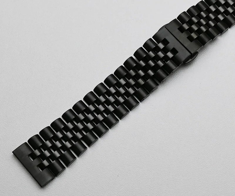 Bluejw Stainless Steel Watch Band Strap Replacement for Seiko Samsung Huawei – Silver & Black 18mm 20mm 22mm Adjustable Bracelet - Image 1