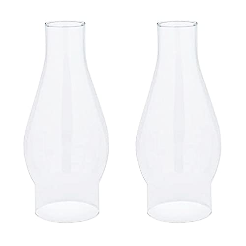 Ohlectric Glass Lamp Chimney - Chimney Transparent Glass Shade - Hand Blown Replacement For Vintage Oil Lamps - Prevent The Flame - Curvy Lamp Chimneys, 2 ⅝ inch Fitter, Pack Of 2 - OL-44487 - Image 1