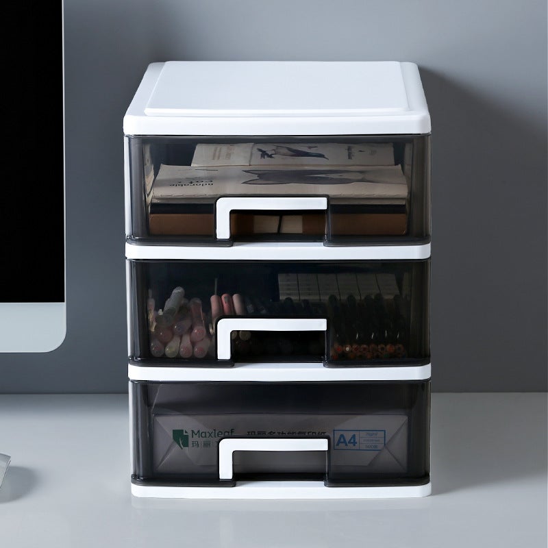 Household Transparent Desktop Storage Box Multi-Layer Simple Plastic A4 Paper Drawer Type Storage Cabinet Office Document Storage Box - Image 2
