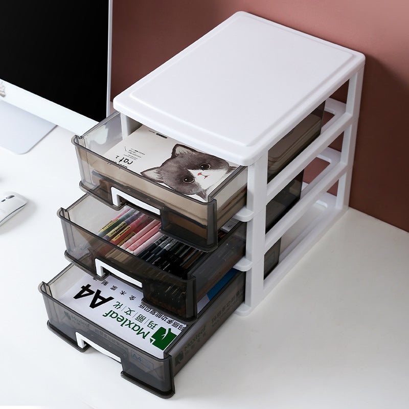 Household Transparent Desktop Storage Box Multi-Layer Simple Plastic A4 Paper Drawer Type Storage Cabinet Office Document Storage Box - Image 3