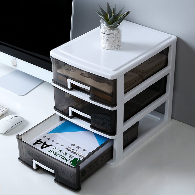Household Transparent Desktop Storage Box Multi-Layer Simple Plastic A4 Paper Drawer Type Storage Cabinet Office Document Storage Box - Image 4