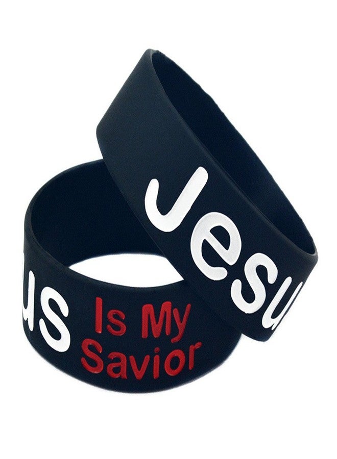 LiFashion LF 2Pcs Mens Womens Christian Silicone Wristband Jesus Is My Savior Rubber Cuff Bracelets Religious God Blessed Jewelry for Birthday Baptism Christmas Gift Black,Pack of 2 - Image 3