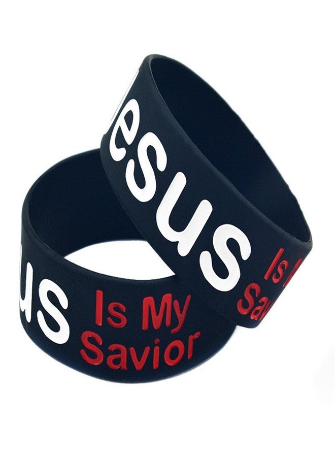 LiFashion LF 2Pcs Mens Womens Christian Silicone Wristband Jesus Is My Savior Rubber Cuff Bracelets Religious God Blessed Jewelry for Birthday Baptism Christmas Gift Black,Pack of 2 - Image 2