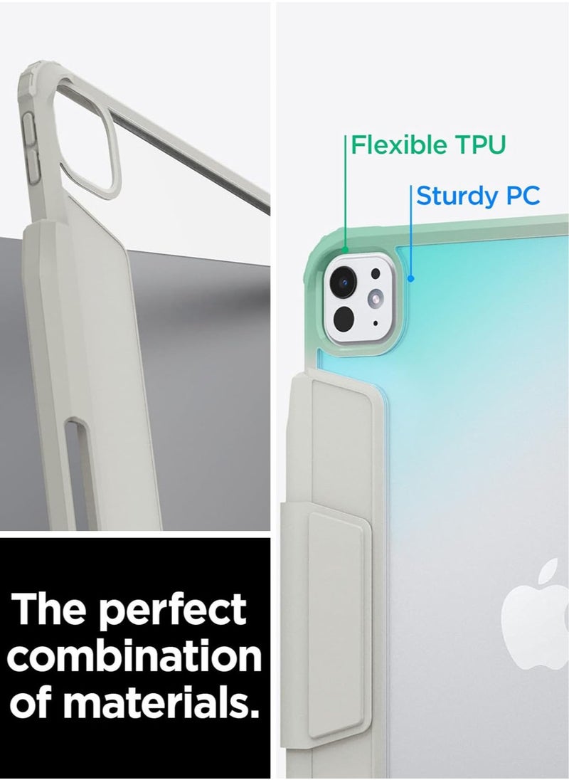 Spigen Air Skin Pro for iPad Pro 11 inch Case Cover (2024) M4 with Detachable Magnetic Cover, Transparent Back and Pencil Holder - Gray  - Image 2