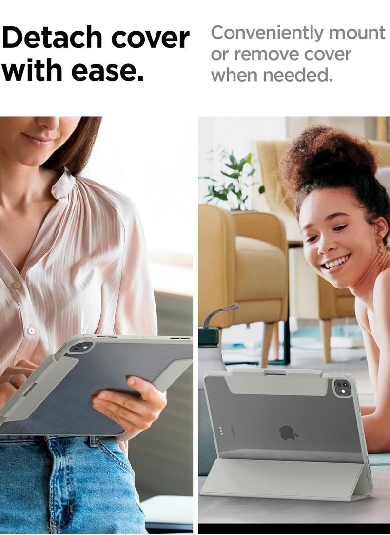 Spigen Air Skin Pro for iPad Pro 11 inch Case Cover (2024) M4 with Detachable Magnetic Cover, Transparent Back and Pencil Holder - Gray  - Image 3