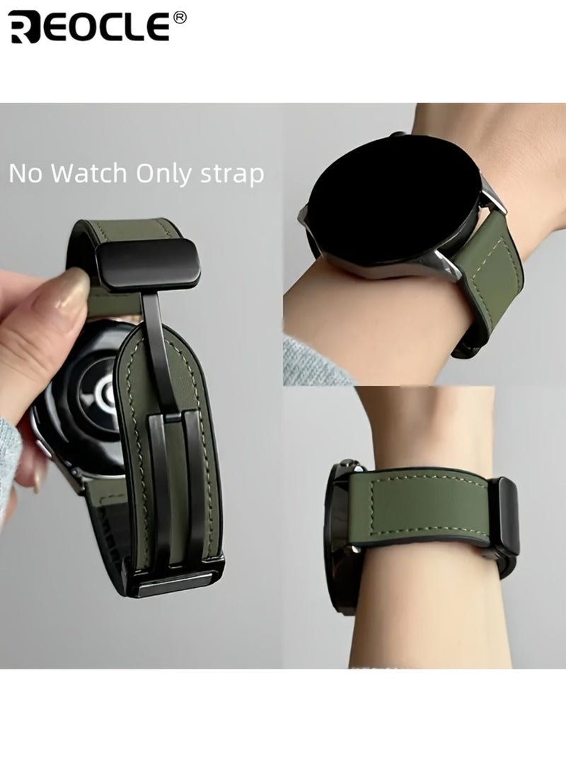 REOCLE Unisex Leather Watch Band with Magnetic Closure and Adjustable Design Compatible Strap for Apple Watch Series SE Ultra with Multiple Size Fit - Image 1