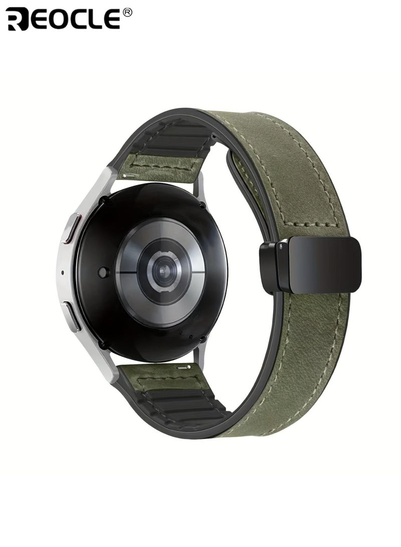 REOCLE Unisex Leather Watch Band with Magnetic Closure and Adjustable Design Compatible Strap for Apple Watch Series SE Ultra with Multiple Size Fit - Image 2