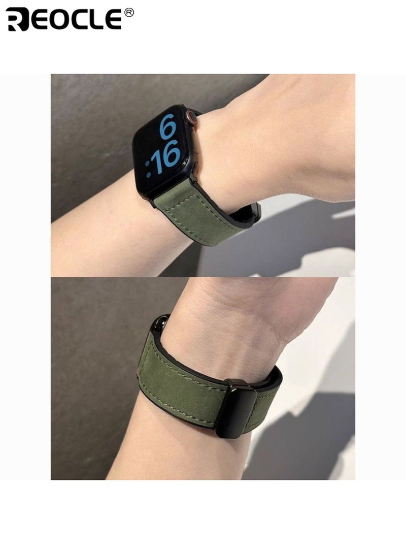 REOCLE Unisex Leather Watch Band with Magnetic Closure and Adjustable Design Compatible Strap for Apple Watch Series SE Ultra with Multiple Size Fit - Image 5