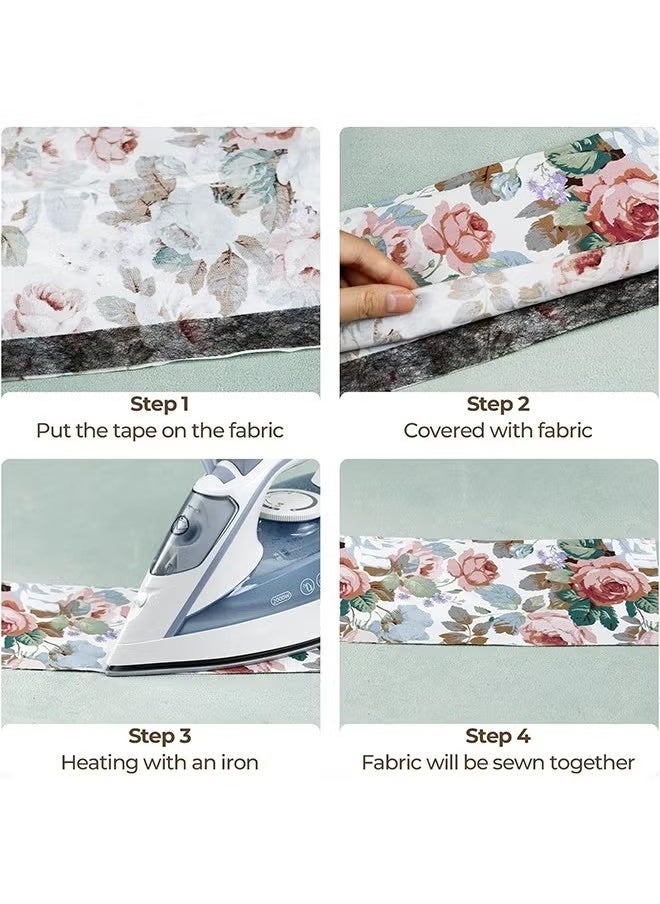 ZVEV 4-Roll Double Sticky Iron-On Fabric Tape, White Iron-On Fabric Tape Heavy Duty Fusible Adhesive Hemming Strip to Repair Curtains Clothes Pants Pillow Case, No Sewing (0.78-inch, 50M) - Image 4