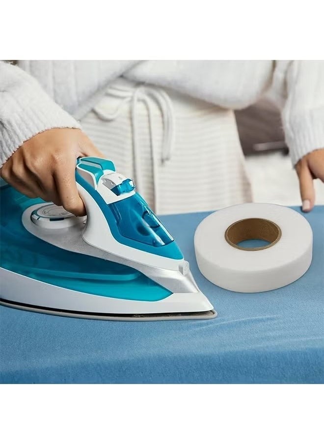 ZVEV 4-Roll Double Sticky Iron-On Fabric Tape, White Iron-On Fabric Tape Heavy Duty Fusible Adhesive Hemming Strip to Repair Curtains Clothes Pants Pillow Case, No Sewing (0.78-inch, 50M) - Image 5