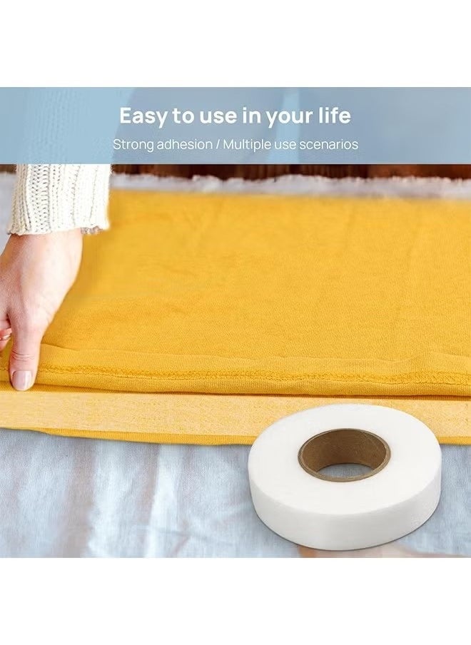 ZVEV 4-Roll Double Sticky Iron-On Fabric Tape, White Iron-On Fabric Tape Heavy Duty Fusible Adhesive Hemming Strip to Repair Curtains Clothes Pants Pillow Case, No Sewing (0.78-inch, 50M) - Image 3