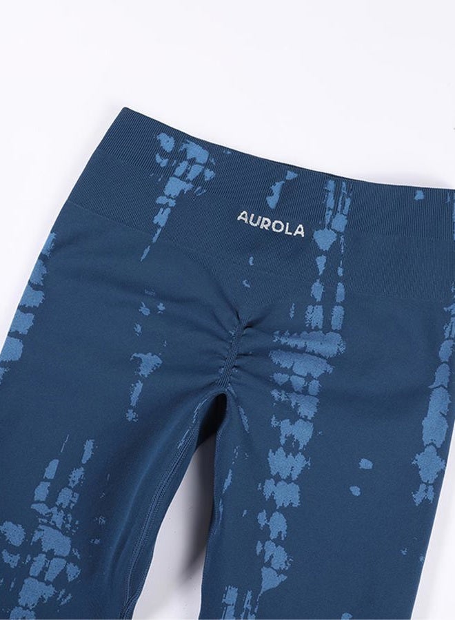 AUROLA Serpent 2 Pieces Pack Set Seamless Scrunch Workout Leggings for Women Active Gym Pants,Pack (Black + Water Blue),S - Image 4