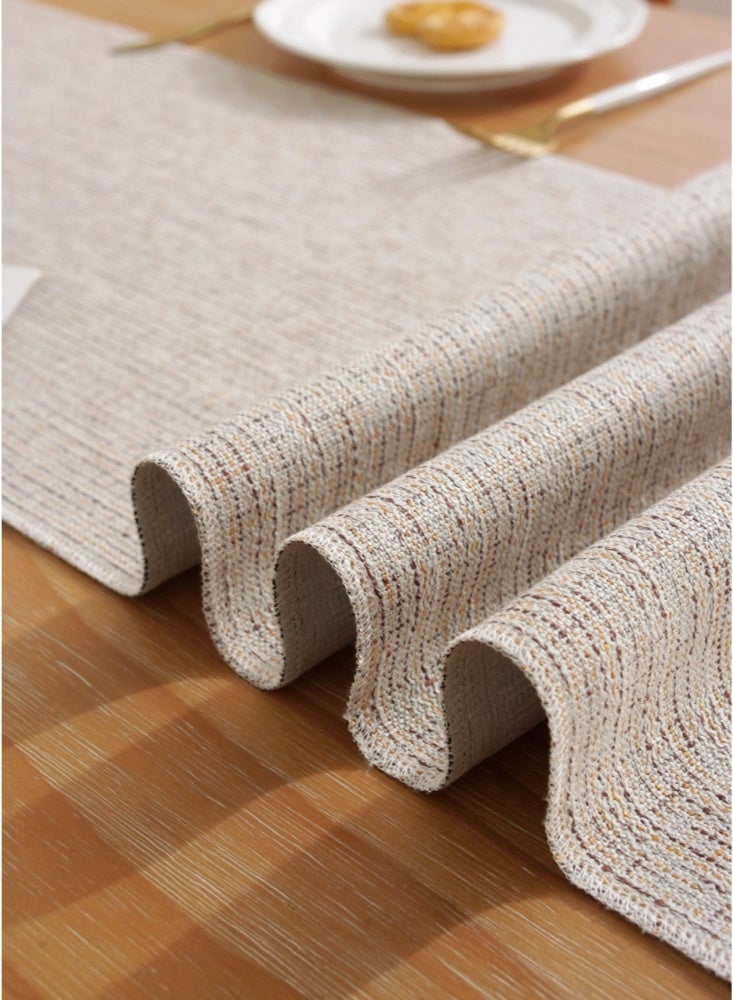 مفرش طاولة ريفي مقاس 33×275 سم مع شرابات، مفرش طاولة من الكتان بتصميم مزرعة بوهو، مفرش طاولة قهوة لحفلات العطلات وعيد الشكر وديكور الطعام وديكور الخزانة، لون سادة (بيج) - Image 5