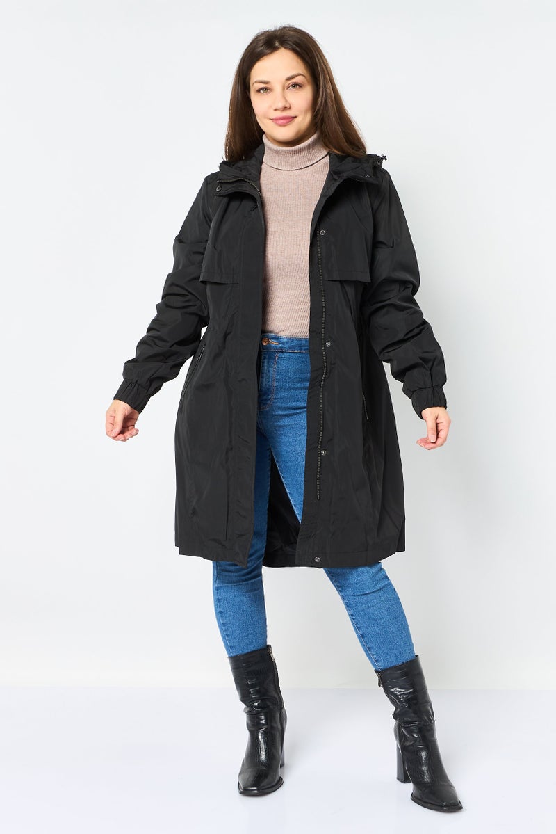 Andrew Marc Women Plain Raincoat Jackets, Black - Image 4