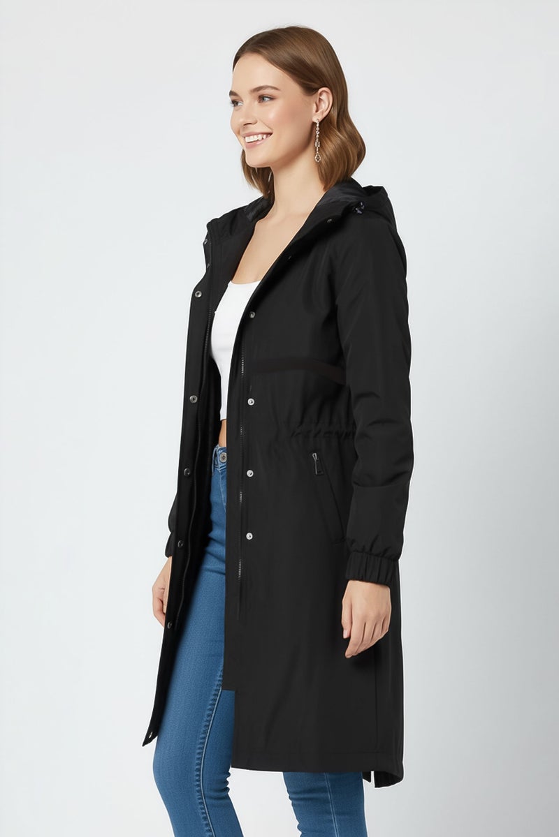 Andrew Marc Women Plain Raincoat Jackets, Black - Image 3