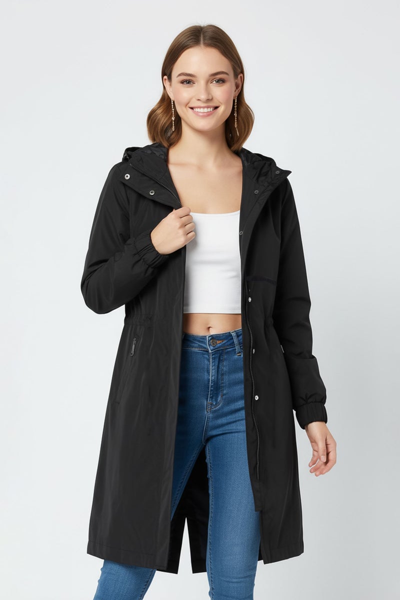 Andrew Marc Women Plain Raincoat Jackets, Black - Image 1