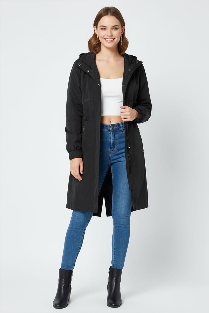 Andrew Marc Women Plain Raincoat Jackets, Black - Image 2