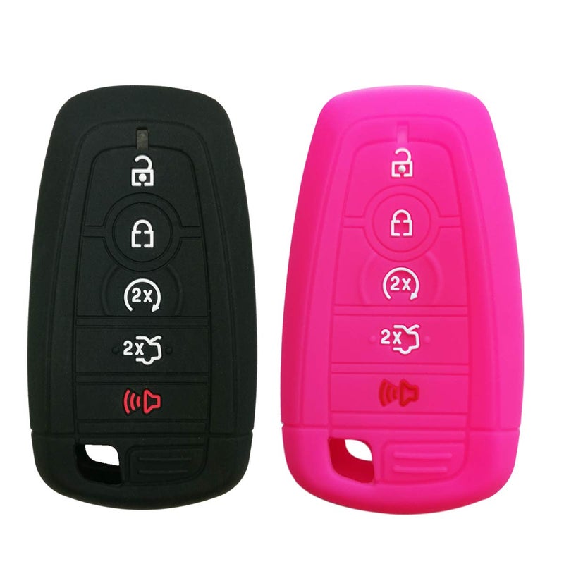 2Pcs Coolbestda Key Fob Cover Keyless Entry Jacket Holder for 2018 2019 2020 2021 2022 2023 2024 2025 Ford Bronco Mustang Fusion Raptor F250 F350 F450 F550 Edge Explorer Expedition