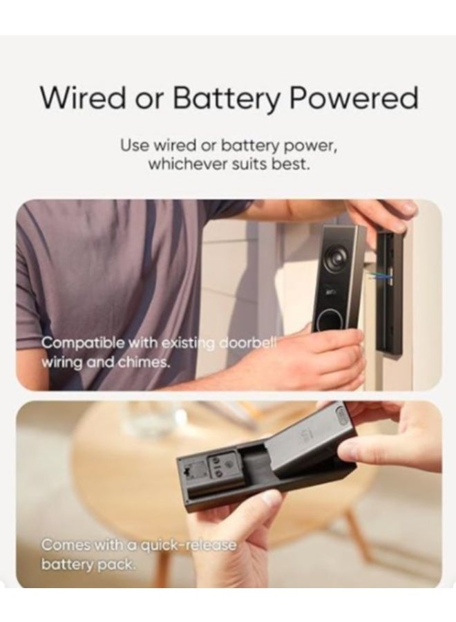 Smart Video Doorbell – Dual Doorbell with Camera, 2K Full HD – Wired or Battery Operated - Image 2