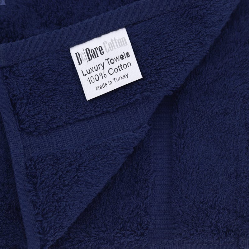 BC BARE COTTON منشفة فاخرة بجودة الفنادق والمنتجعات الصحية، تجف بسرعة 100% قطن تركي 700 GSM، منشفة صديقة للبيئة، لمجموعة مناشف استحمام ذات حواف دابي ناعمة 27 × 54 (أزرق داكن، مجموعة من 2 منشفة استحمام) - Image 4