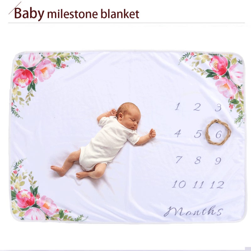 Baby Milestone Blanket 12 Month Floral Deer-Horn Design - Soft Premium Material Monthly Milestone Blanket for Newborn Photo Shoots Baby Shower Expecting Mothers - Image 4
