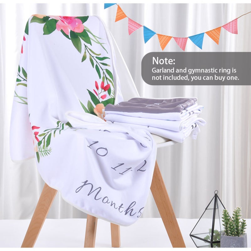 Baby Milestone Blanket 12 Month Floral Deer-Horn Design - Soft Premium Material Monthly Milestone Blanket for Newborn Photo Shoots Baby Shower Expecting Mothers - Image 5