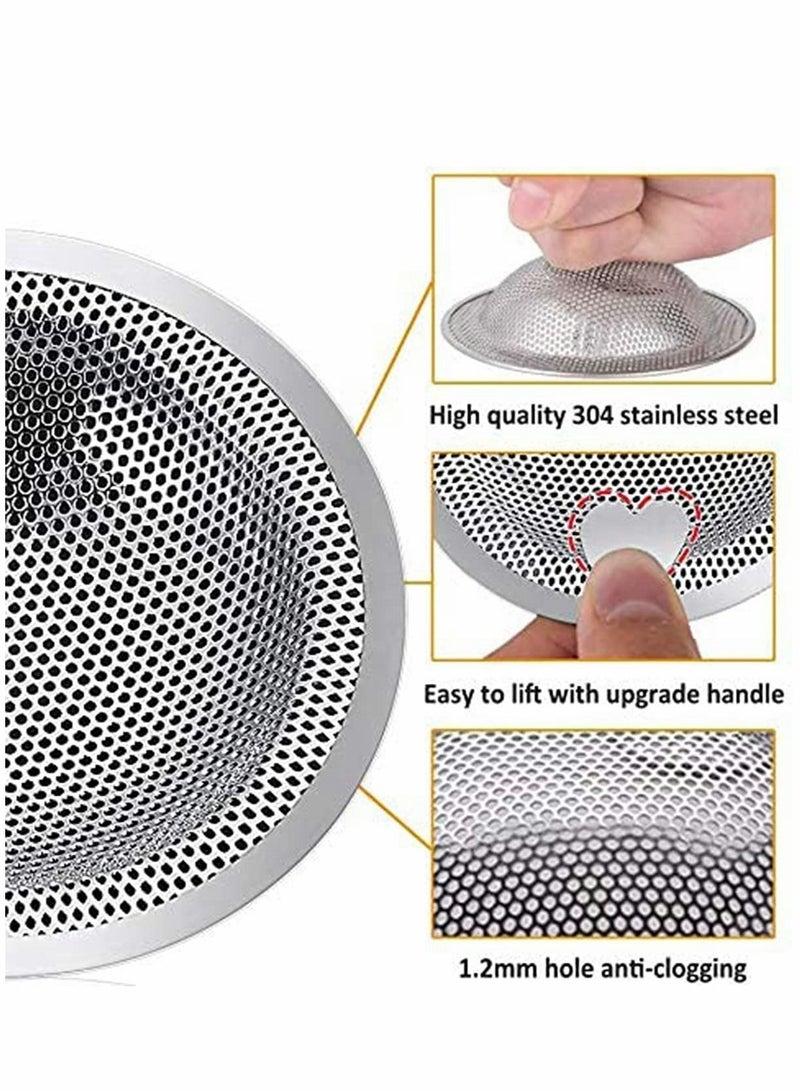 Kitchen Sink Strainer Basket Catcher with Upgrade Handle, Anti-Clogging Stainless Steel Drain Filter for Most 3-1/2 Inch Drains