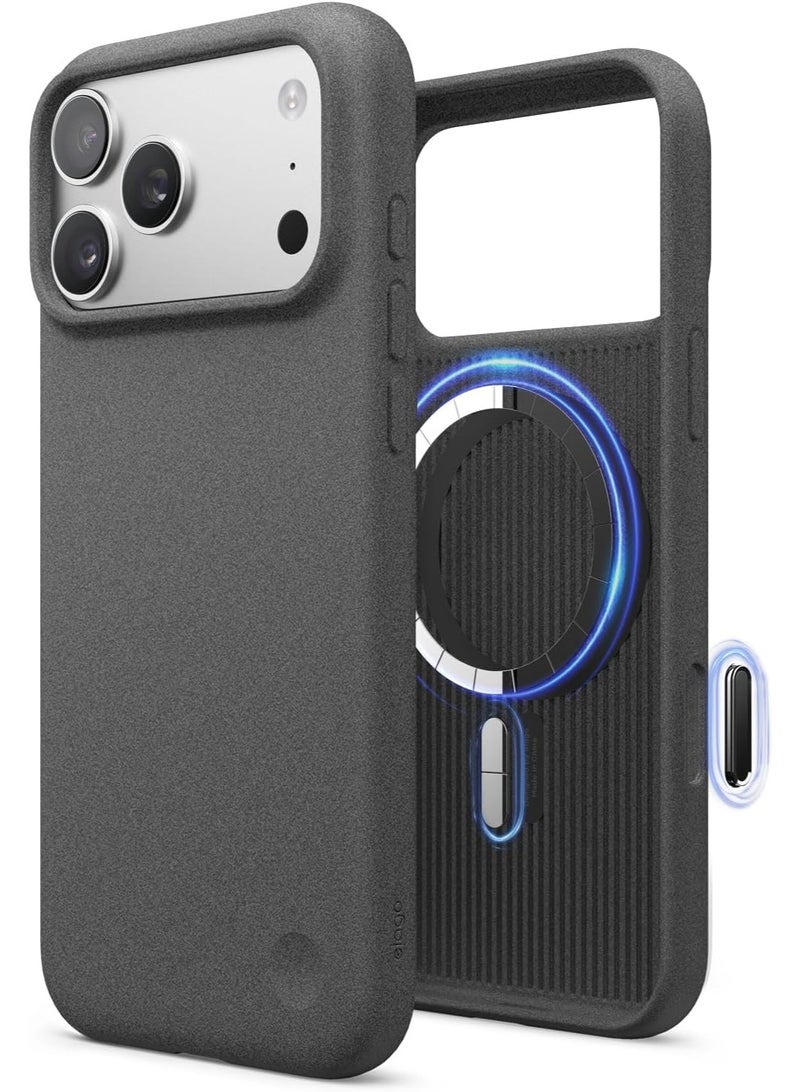 Elago Pebble Built-in Magnet for iPhone 18 Pro Max / 17 Pro Max Case Compatible with MagSafe, StoneSpray Texture, Slim TPU Cover, Raised Camera Protection, Camera Control Button- Dark Grey - Image 1