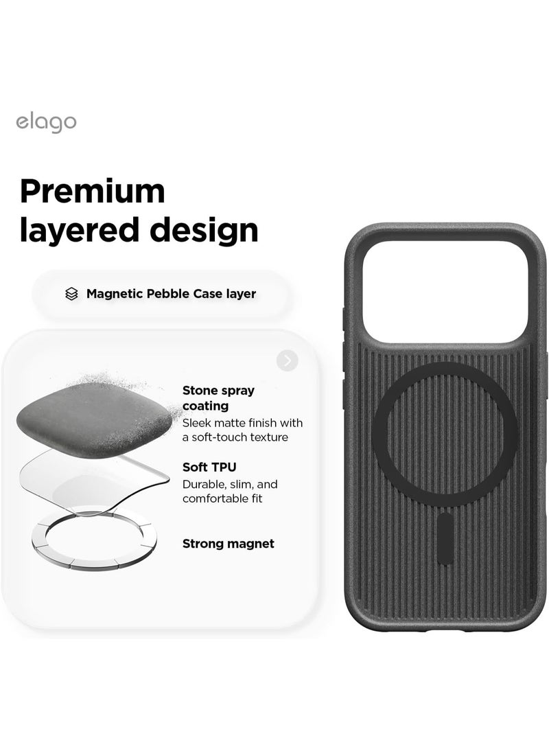 Elago Pebble Built-in Magnet for iPhone 18 Pro Max / 17 Pro Max Case Compatible with MagSafe, StoneSpray Texture, Slim TPU Cover, Raised Camera Protection, Camera Control Button- Dark Grey - Image 5