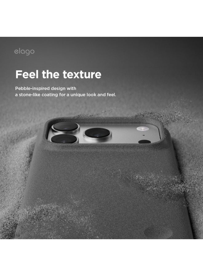Elago Pebble Built-in Magnet for iPhone 18 Pro Max / 17 Pro Max Case Compatible with MagSafe, StoneSpray Texture, Slim TPU Cover, Raised Camera Protection, Camera Control Button- Dark Grey - Image 3